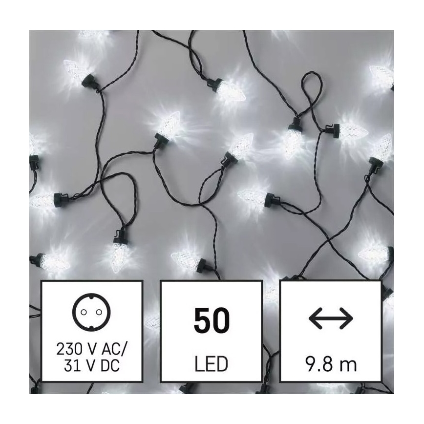 Светодиодная уличная рождественская гирлянда 50xLED/8 режимов 14,8 м IP44 холодный белый