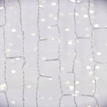Светодиодная уличная рождественская гирлянда-водопад CURTAIN 480xLED/8,4W/230V 3x3 м IP44 холодный белый