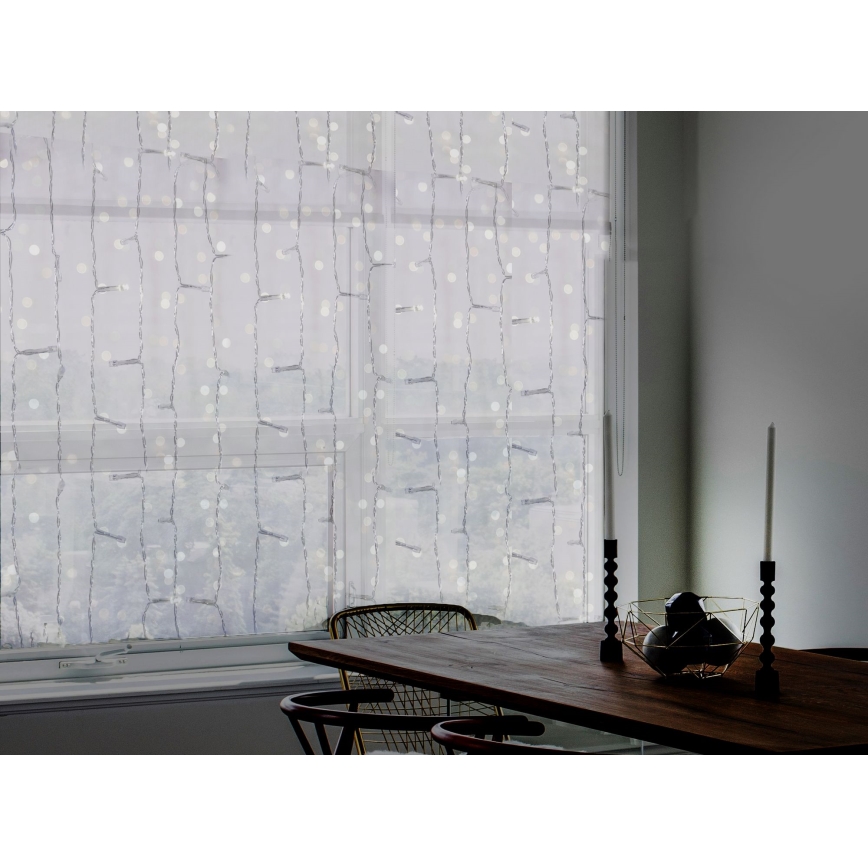 Светодиодная уличная рождественская гирлянда-водопад CURTAIN 480xLED/8,4W/230V 3x3 м IP44 холодный белый