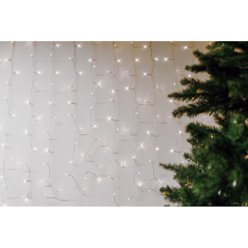 Светодиодная уличная рождественская гирлянда-водопад CURTAIN 480xLED/8,4W/230V 3x3 м IP44 холодный белый