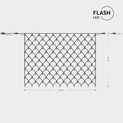 Светодиодная уличная рождественская гирлянда-водопад NET 240xLED/7,2W/230V 1,5x2 м IP44 теплый белый