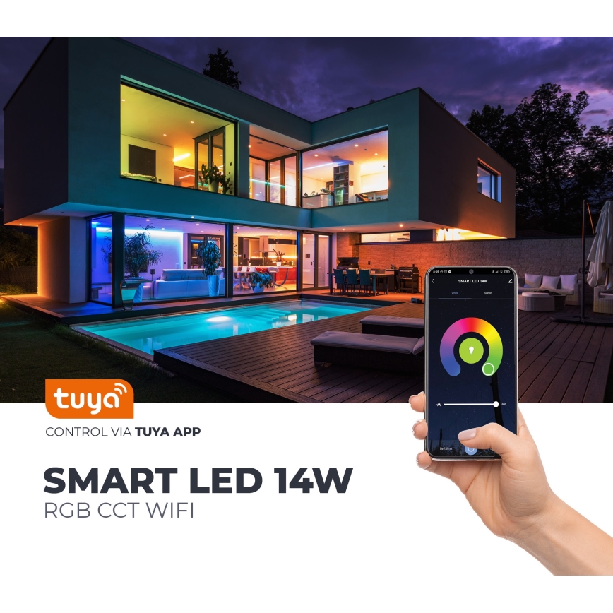 Светодиодная умная RGB-лампочка с регулированием яркости E27/9,5W/230V 2700-6500K Wi-Fi Tuya