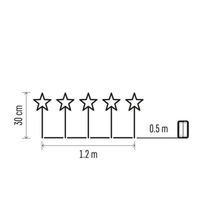 Светодиодное рождественское уличное украшение 5xLED/3xAA IP44 звезды