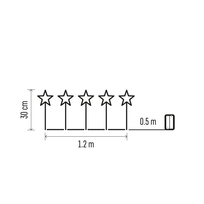 Светодиодное рождественское уличное украшение 5xLED/3xAA IP44 звезды