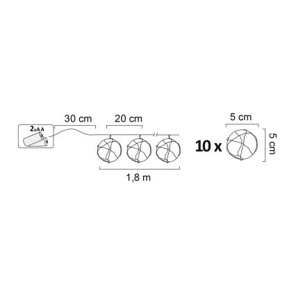 Светодиодное украшение AHNE 10xLED/2xAA