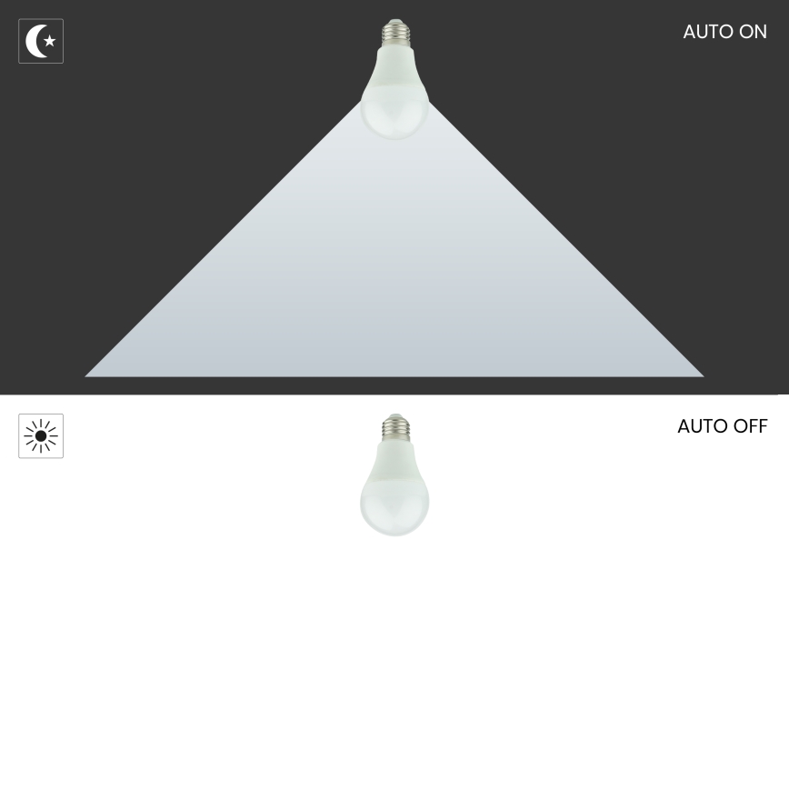 Светодиодные лампочки с датчиком освещенности A60 E27/9W/230V 3000K