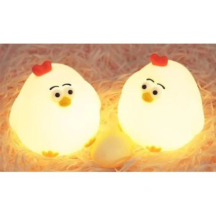 Светодиодный аккумуляторный детский ночник с регулированием яркости LED/1W/5V 3000K 800 mAh цыпленок
