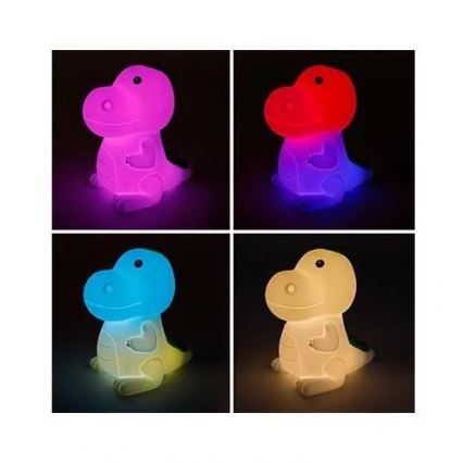 Светодиодный аккумуляторный детский RGB-ночник с регулированием яркости LED/2,5W/5V 3000K 1200 mAh динозавр