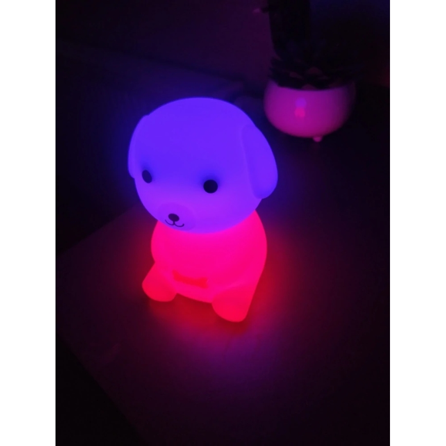 Светодиодный аккумуляторный детский RGB-ночник с регулированием яркости LED/2,5W/5V 3000K 1200 mAh собака