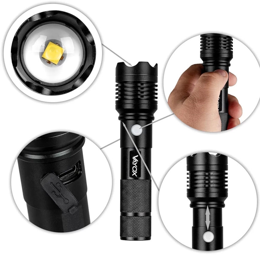 Светодиодный аккумуляторный фонарь LED/10W/5V IPX4 800 блестящий 1200 mAh