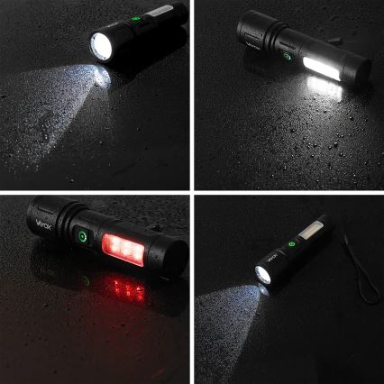 Светодиодный регулируемый по яркости аккумуляторный фонарь с красным светом LED/5W/5V IPX4 260 лм 2000 мАч