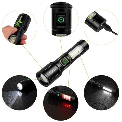 Светодиодный регулируемый по яркости аккумуляторный фонарь с красным светом LED/5W/5V IPX4 260 лм 2000 мАч