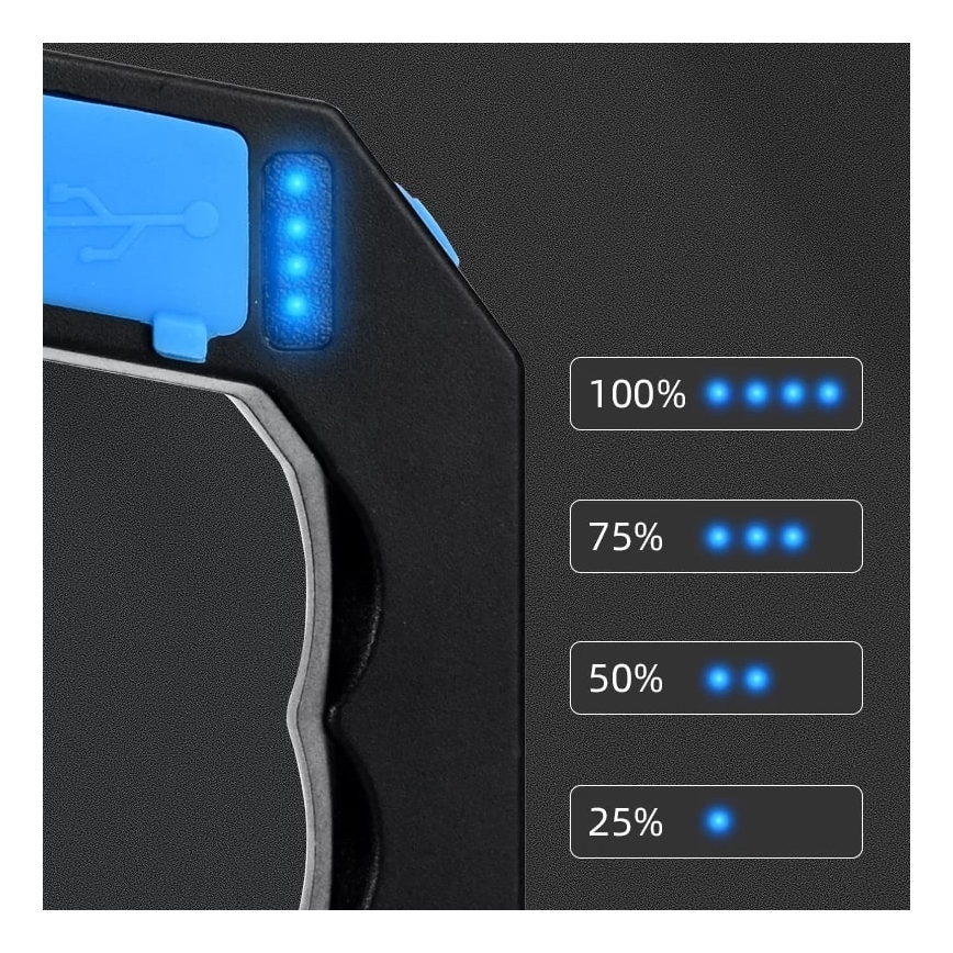 Светодиодный аккумуляторный фонарь с регулированием яркости LED/5V IPX4 250 блестящий 1200 mAh