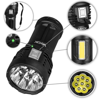 Светодиодный аккумуляторный фонарь с регулированием яркости LED/5V IPX4 600 блестящий 1200 mAh
