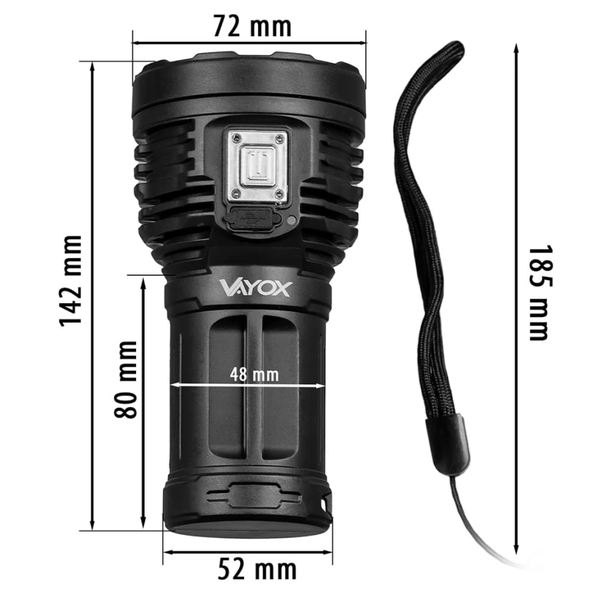 Светодиодный аккумуляторный фонарь с регулированием яркости LED/5V IPX4 600 блестящий 1200 mAh