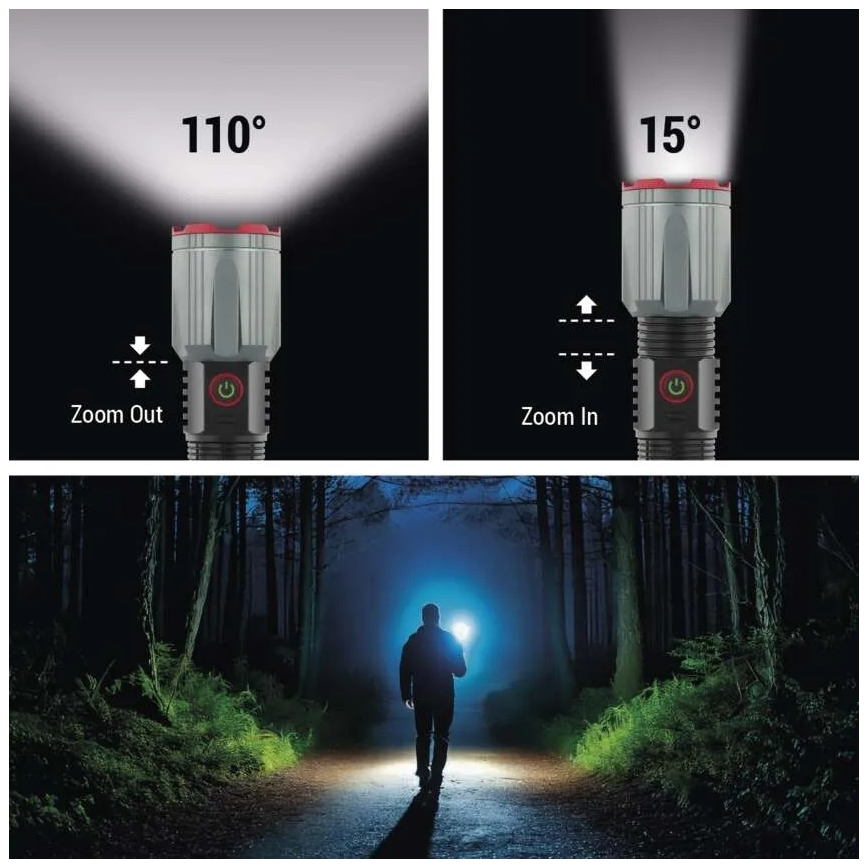 Светодиодный аккумуляторный металлический фонарь LED/5V 3000 блестящий 5000 mAh IP43