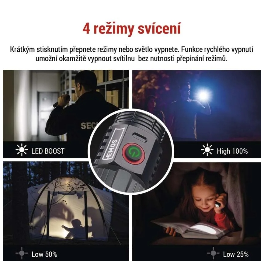 Светодиодный аккумуляторный металлический фонарь LED/5V 3000 блестящий 5000 mAh IP43