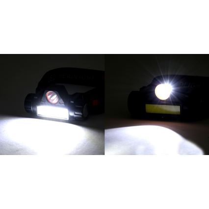 Светодиодный аккумуляторный налобный фонарь LED/1200mAh черный/красный