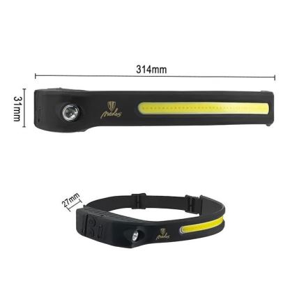 Светодиодный аккумуляторный налобный фонарь с регулированием яркости и датчиком LED/8W/5V IP44 570 лм 2000 mAh