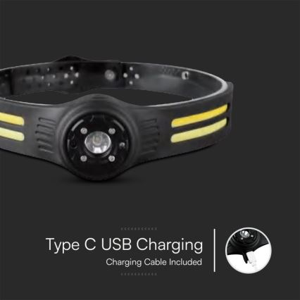 Светодиодный аккумуляторный налобный фонарь с красным светом USB LED/3W/5V IP43 470 блестящий 5 ч 650 mAh
