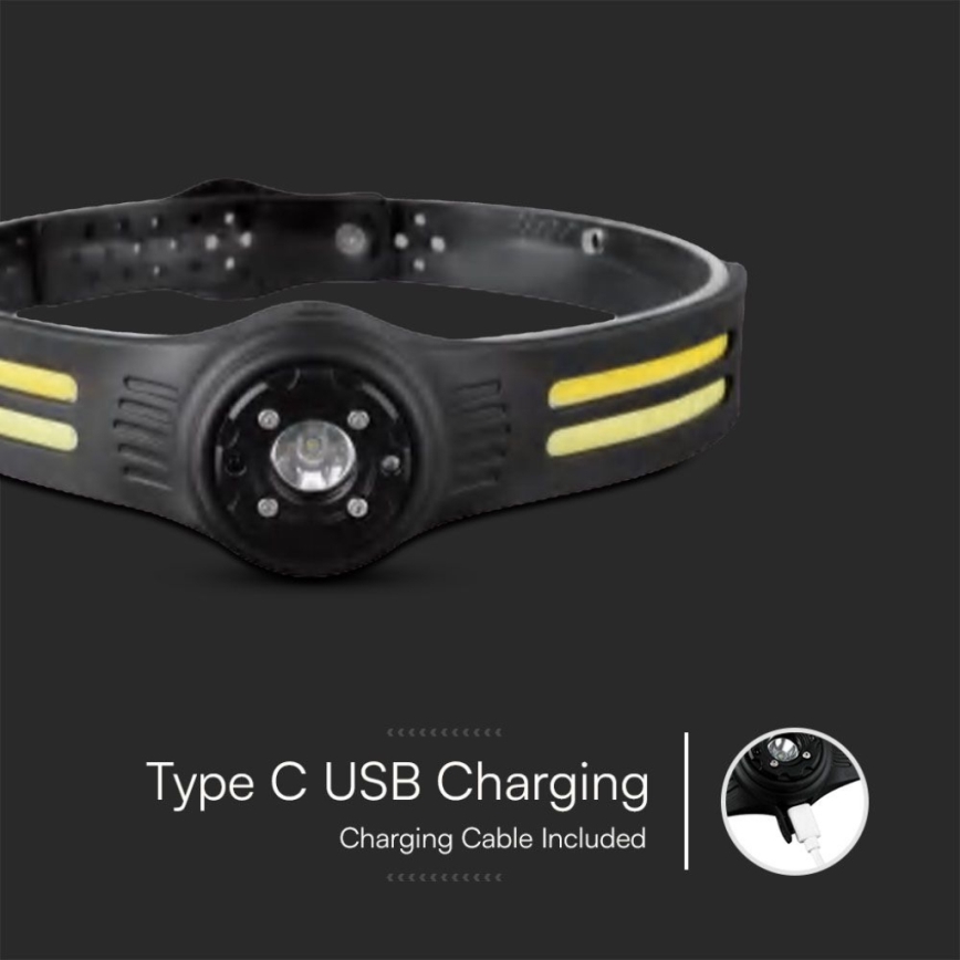 Светодиодный аккумуляторный налобный фонарь с красным светом USB LED/3W/5V IP43 470 блестящий 5 ч 650 mAh