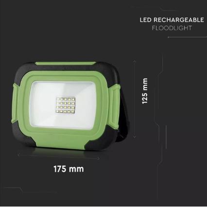 Светодиодный аккумуляторный прожектор SAMSUNG CHIP LED/10W/3,7V IP44 4000K зеленый