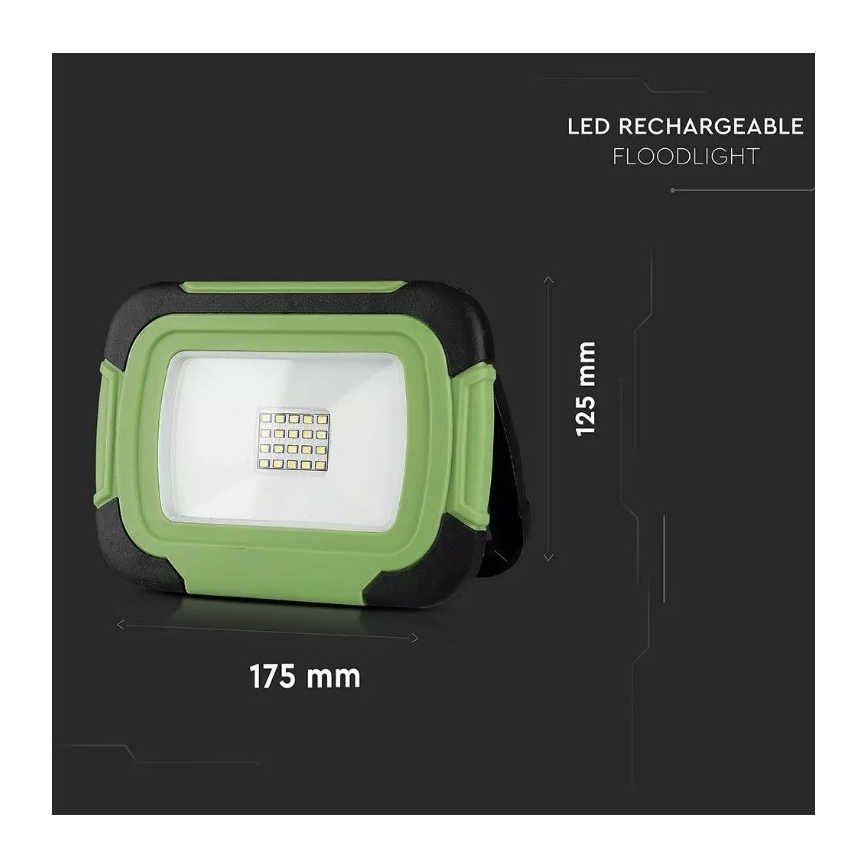 Светодиодный аккумуляторный прожектор SAMSUNG CHIP LED/10W/3,7V IP44 4000K зеленый