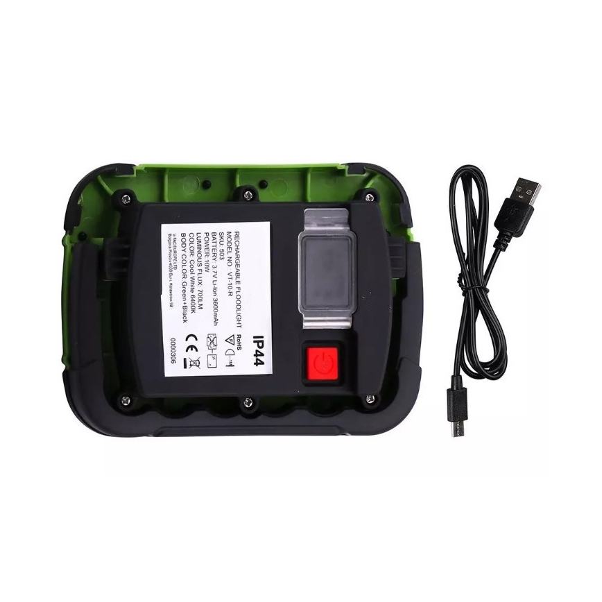 Светодиодный аккумуляторный прожектор SAMSUNG CHIP LED/10W/3,7V IP44 6400K 3600 mAh зеленый