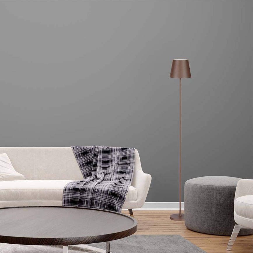 Светодиодный аккумуляторный торшер с регулированием яркости 3в1 LED/4W/5V 4400 mAh 3000K IP54 коричневый