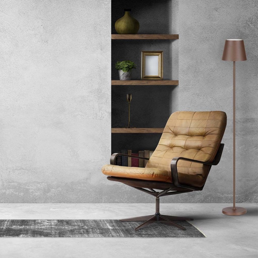 Светодиодный аккумуляторный торшер с регулированием яркости 3в1 LED/4W/5V 4400 mAh 3000K IP54 коричневый