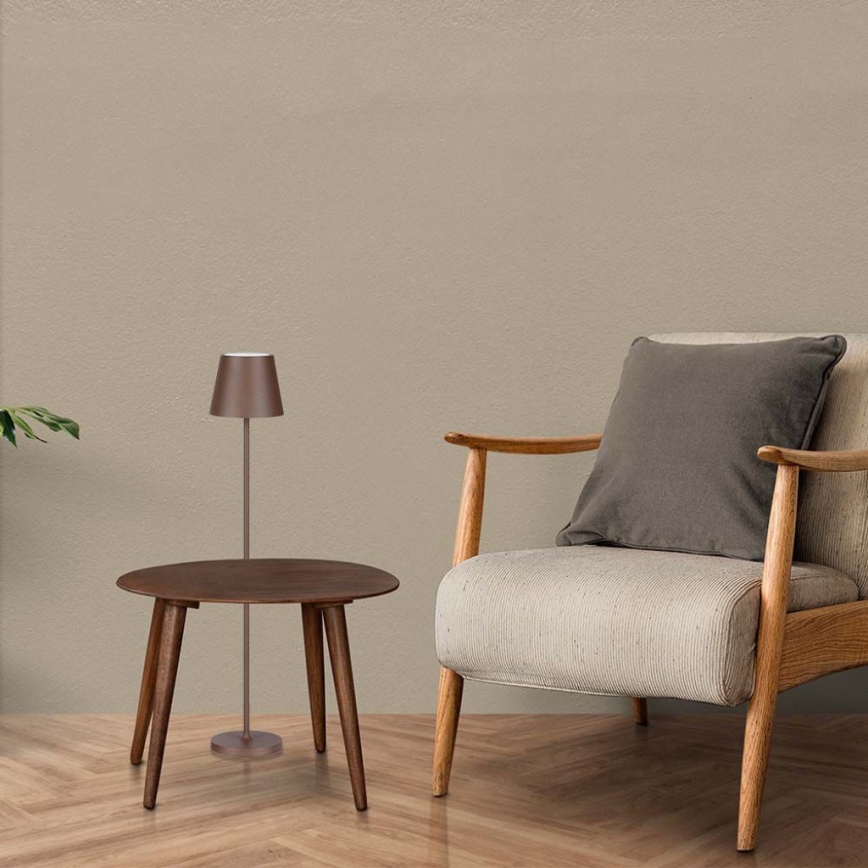 Светодиодный аккумуляторный торшер с регулированием яркости 3в1 LED/4W/5V 4400 mAh 3000K IP54 коричневый