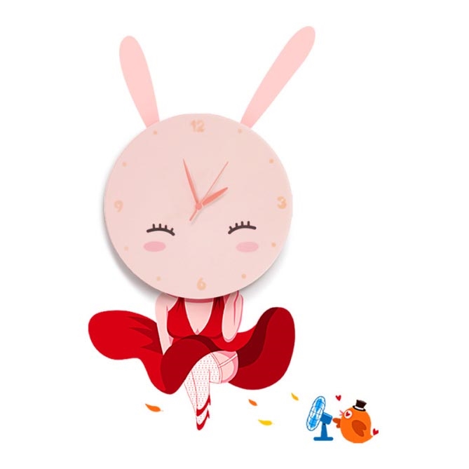 Светодиодный детский настенный светильник с часами «Заяц» LED/1W/3xAAA