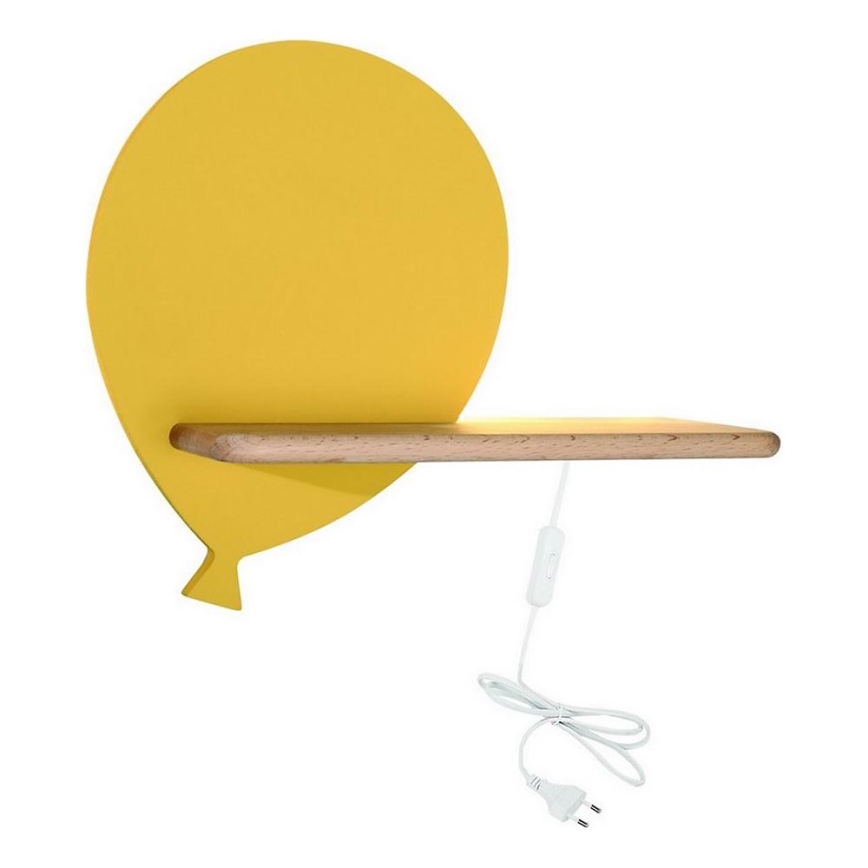 Светодиодный детский настенный светильник с полкой BALLOON LED/4W/230V желтый/дерево