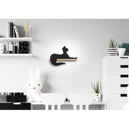 Светодиодный детский настенный светильник с полкой BLACK CAT LED/5W/230V