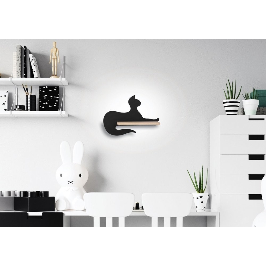 Светодиодный детский настенный светильник с полкой BLACK CAT LED/5W/230V