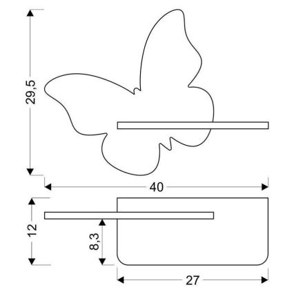 Светодиодный детский настенный светильник с полкой BUTTERFLY LED/5W/230V розовый/дерево - сертифицировано FSC