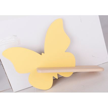 Светодиодный детский настенный светильник с полкой BUTTERFLY LED/5W/230V желтый/дерево - сертифицировано FSC