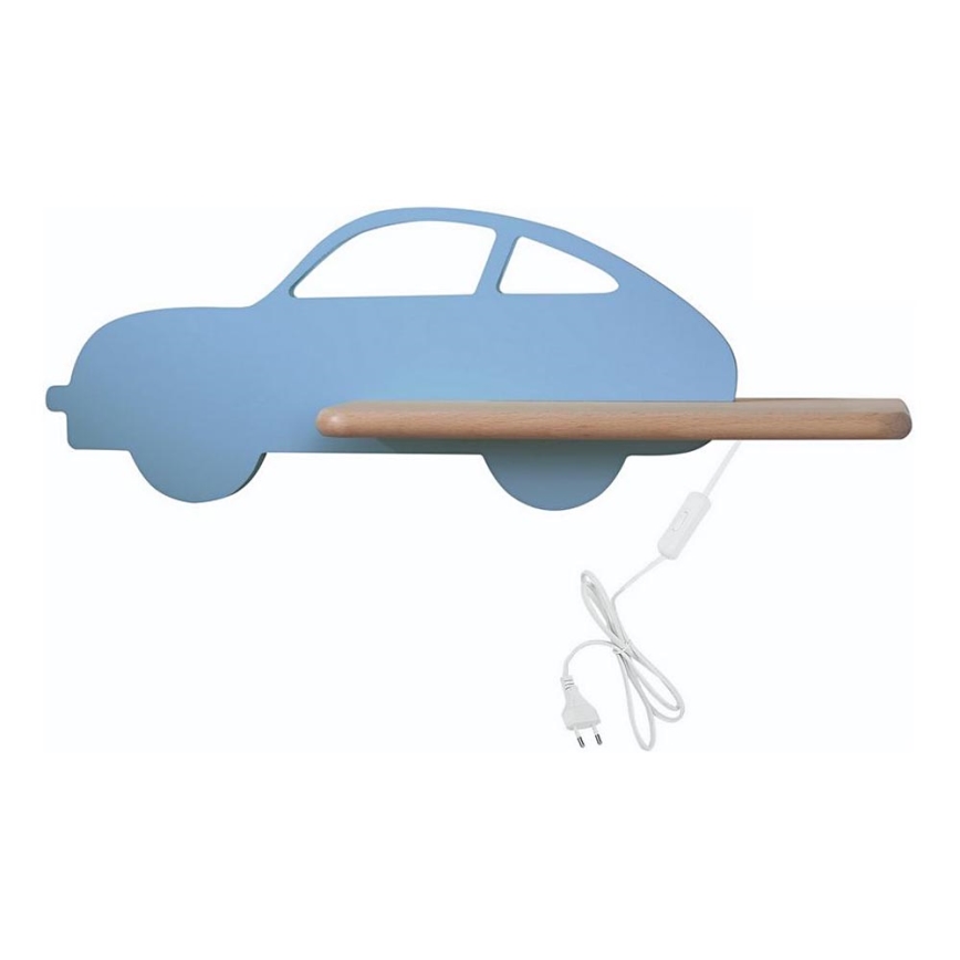 Светодиодный детский настенный светильник с полкой CAR LED/5W/230V синий/дерево