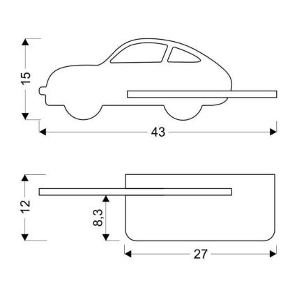 Светодиодный детский настенный светильник с полкой CAR LED/5W/230V синий/дерево - сертифицировано FSC