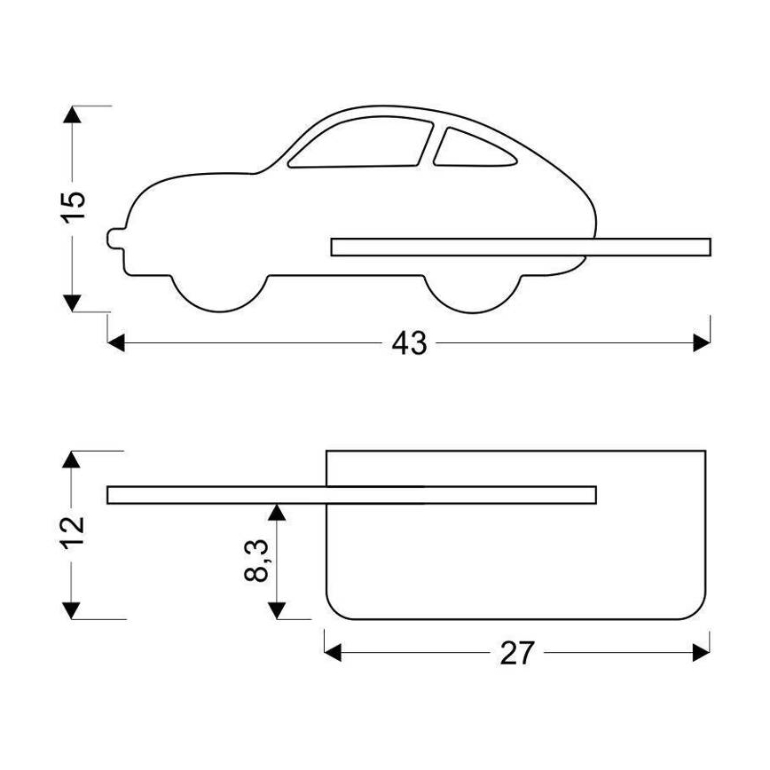 Светодиодный детский настенный светильник с полкой CAR LED/5W/230V синий/дерево - сертифицировано FSC