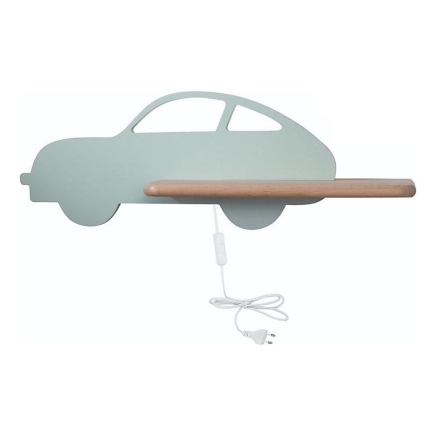 Светодиодный детский настенный светильник с полкой CAR LED/5W/230V зеленый/дерево