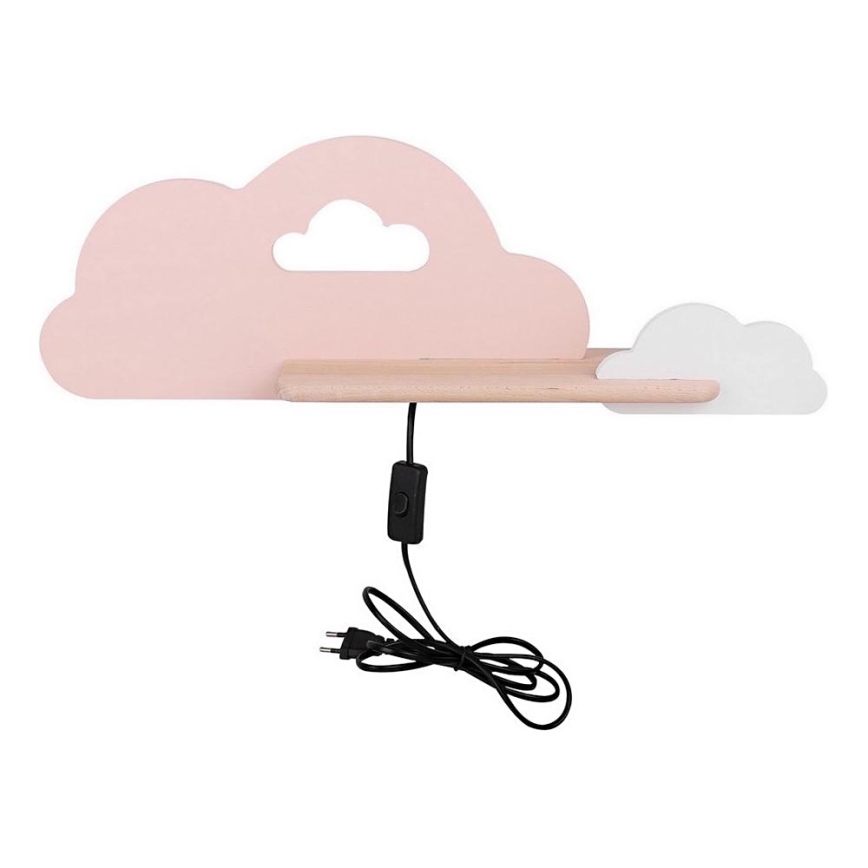 Светодиодный детский настенный светильник с полкой CLOUD LED/5W/230V розовый/белый