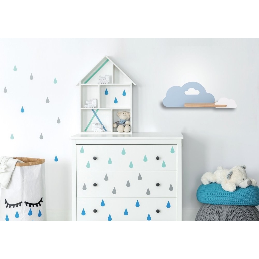 Светодиодный детский настенный светильник с полкой CLOUD LED/5W/230V синий/белый - сертифицировано FSC