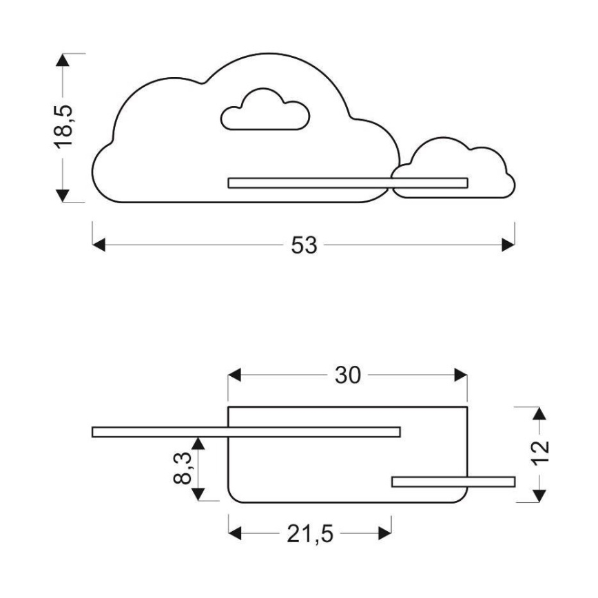 Светодиодный детский настенный светильник с полкой CLOUD LED/5W/230V синий/белый - сертифицировано FSC