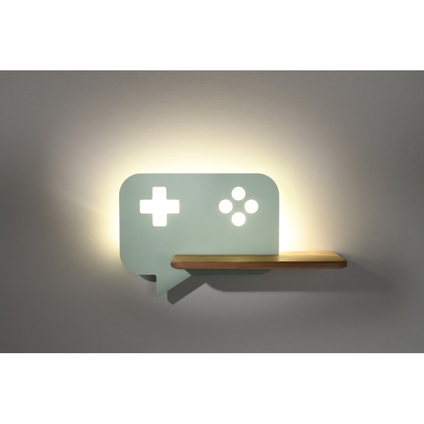 Светодиодный детский настенный светильник с полкой CONSOLE LED/5W/230V зеленый - сертифицировано FSC