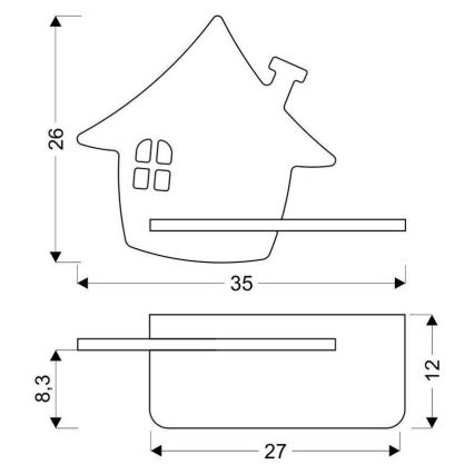 Светодиодный детский настенный светильник с полкой HOUSE LED/4W/230V зеленый/дерево - сертифицировано FSC