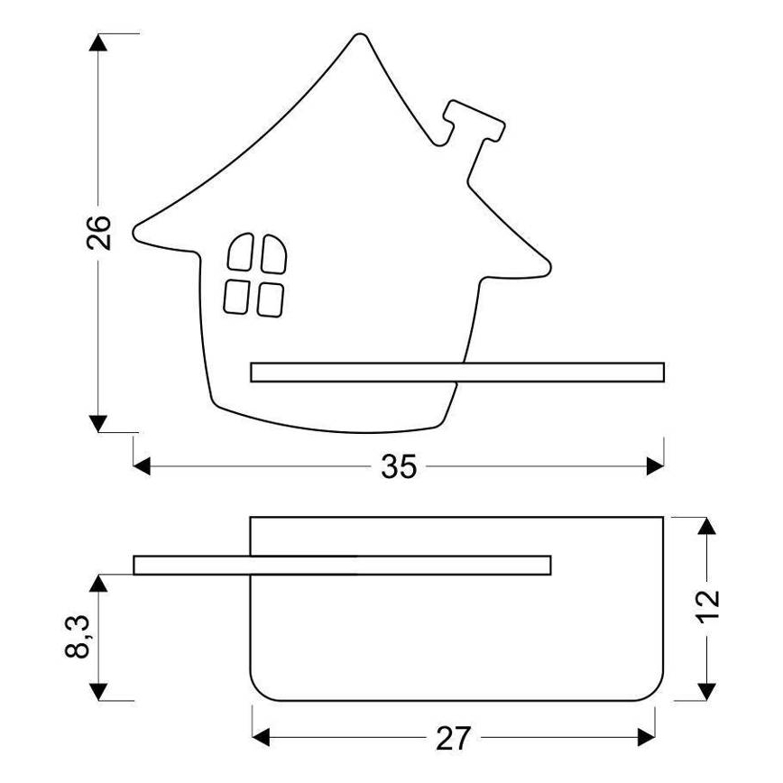 Светодиодный детский настенный светильник с полкой HOUSE LED/4W/230V зеленый/дерево - сертифицировано FSC