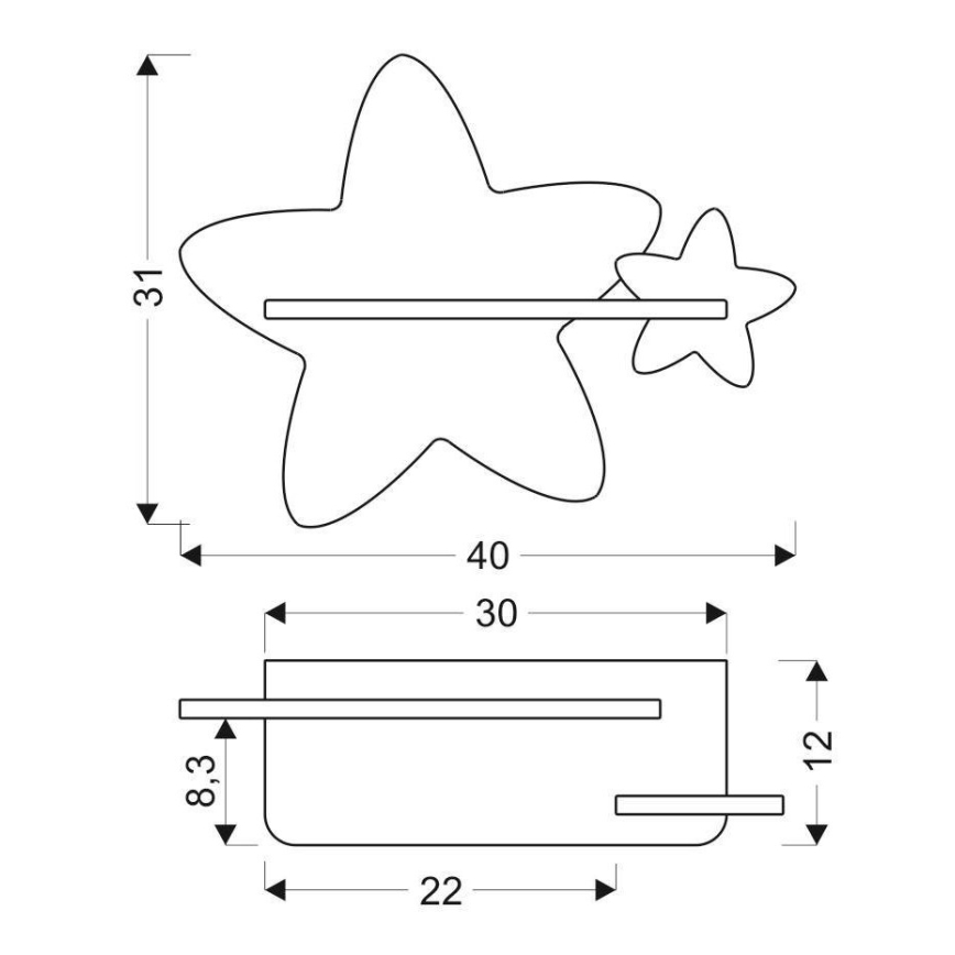 Светодиодный детский настенный светильник с полкой STAR LED/5W/230V - сертифицирован FSC