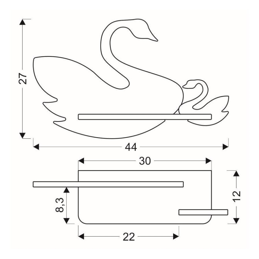 Светодиодный детский настенный светильник с полкой SWAN LED/5W/230V - сертифицировано FSC