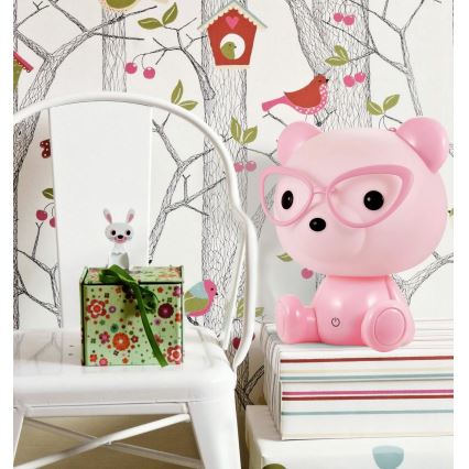 Светодиодный детский ночник с регулированием яркости LED/2,5W медведь розовый